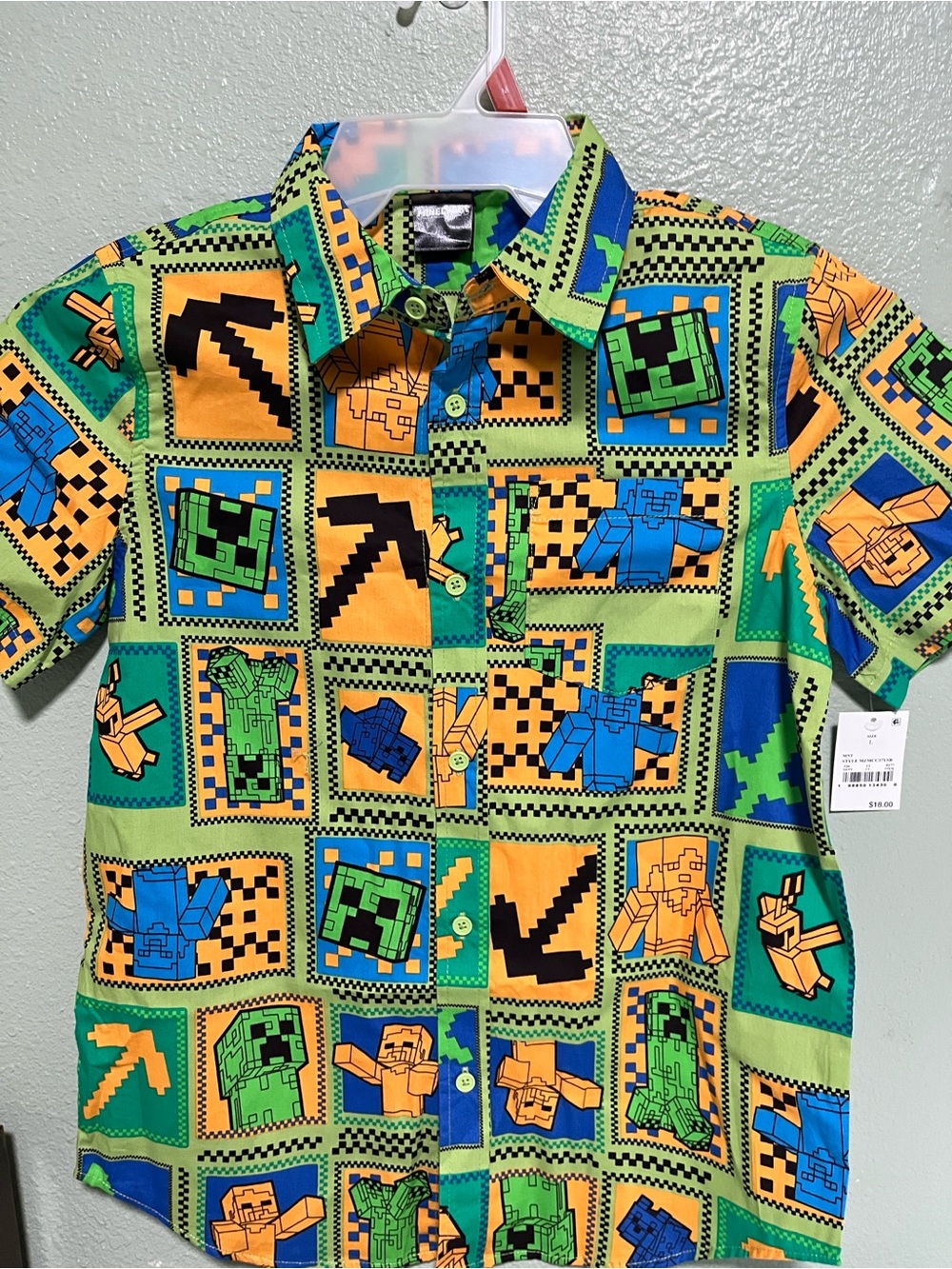 Boys Casual Button-Down Shirt - Green Multi-Print